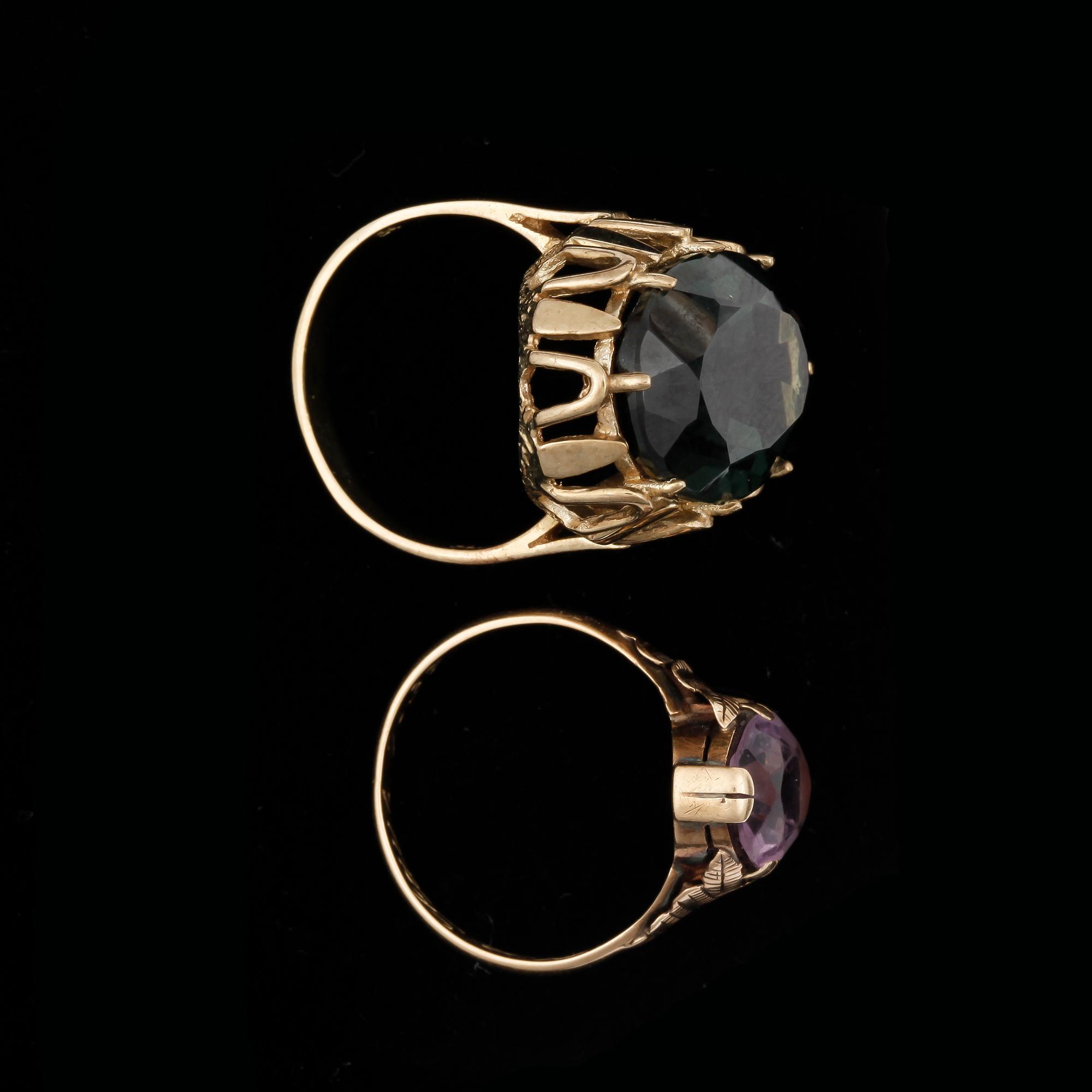 RINGAR, 2 st, 14 resp 9 k guld. Total vikt ca 9 g.
