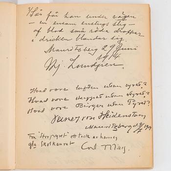 Gästbok med bidrag av bl. a. Ellen Key, Carl Milles och Heidenstam.