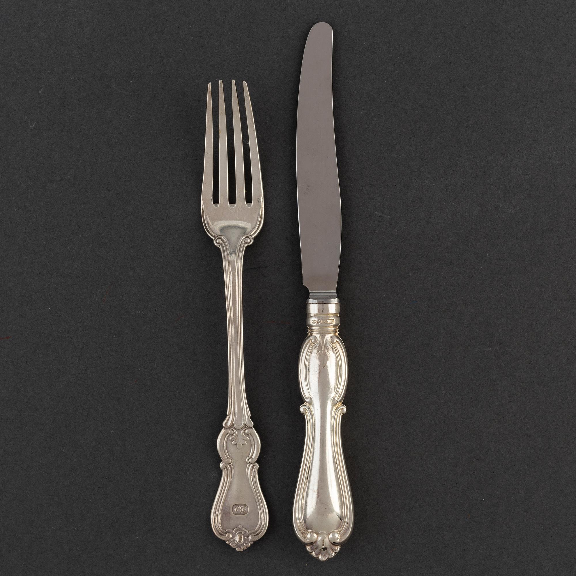 24 psc silver cutlery, 'Olga' 1870-1970s, Stockholm.