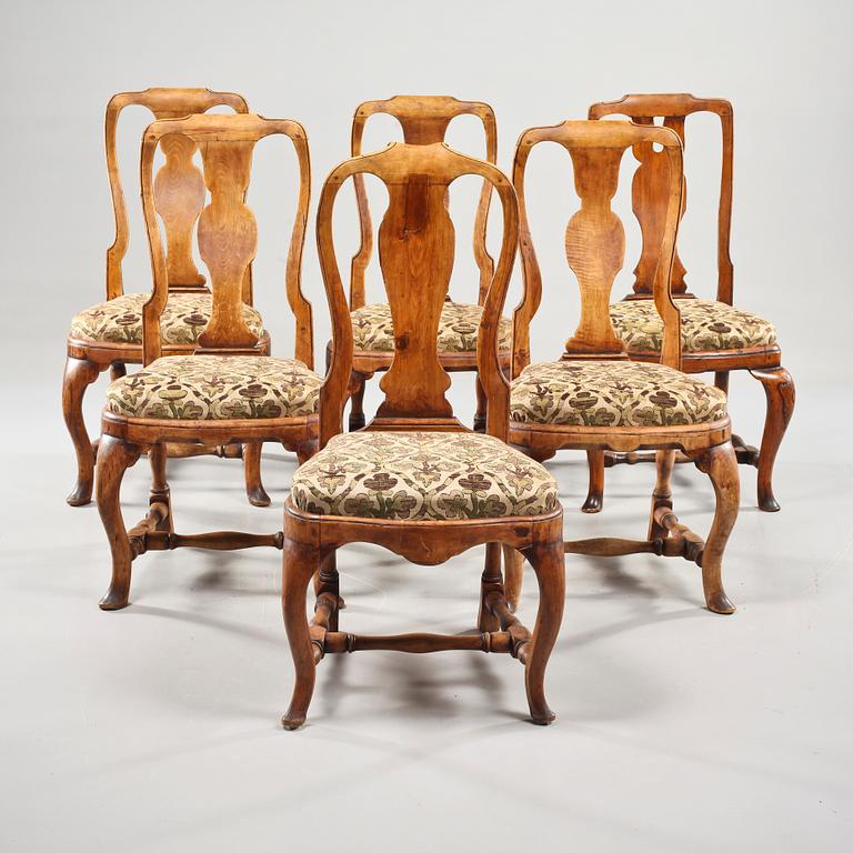 STOLAR, 6 st, senbarock/rokoko, 1700-tal.