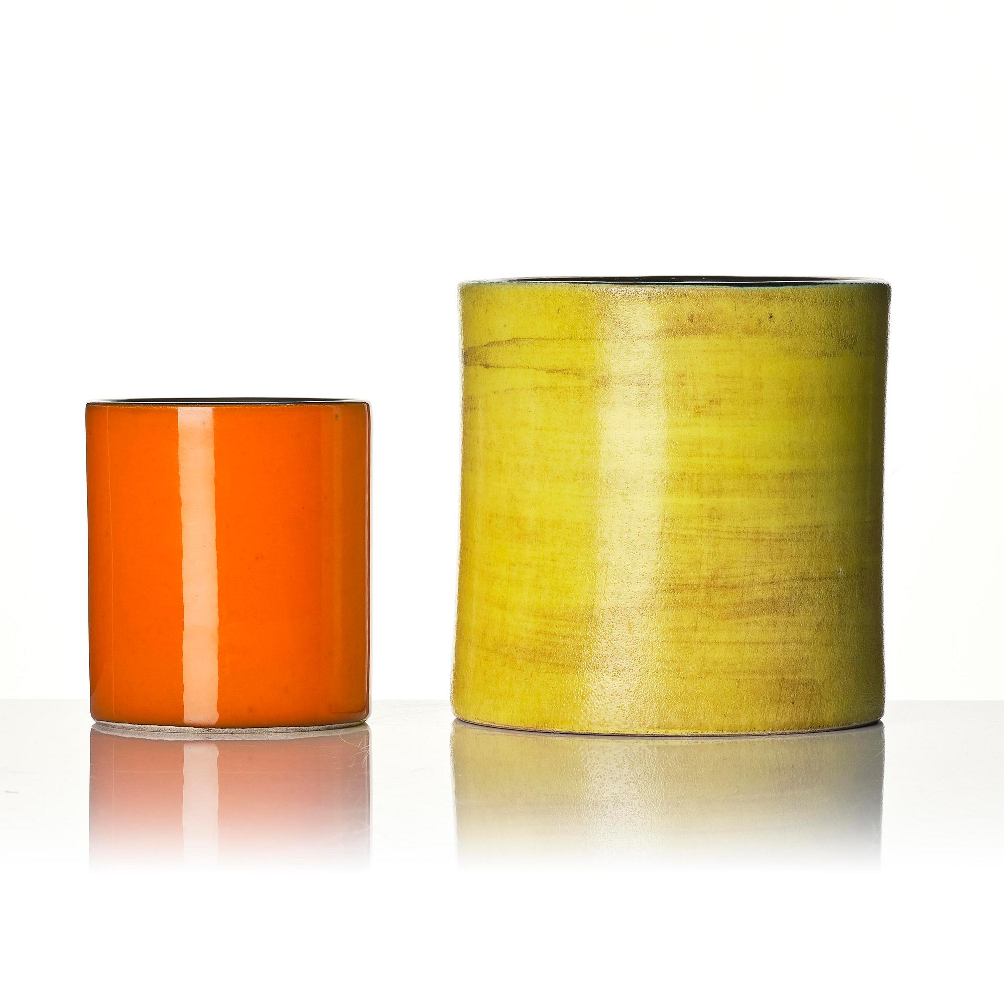 Georges Jouve, vaser, två stycken, "Cylindre", glaserad keramik, Frankrike, 1950-tal.