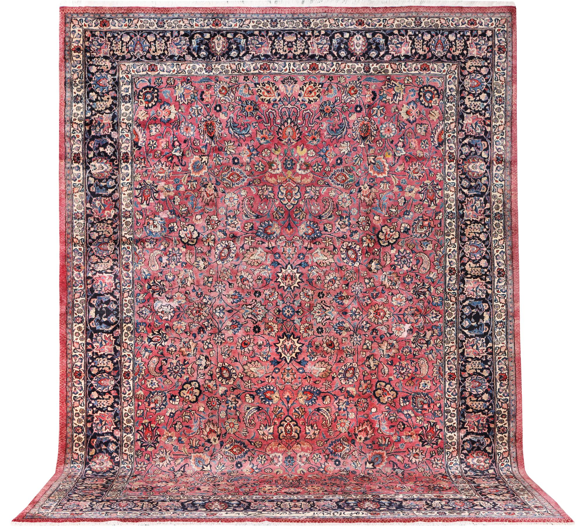 Matta, antik Meshed, signerad Saber, ca 405 x 295 cm.