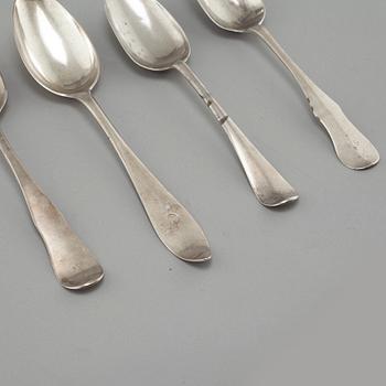 SKEDAR, 7 st, silver, b.la. Johan Malmstedt (Göteborg), mestadels Svenskt, 17/1800-tal.