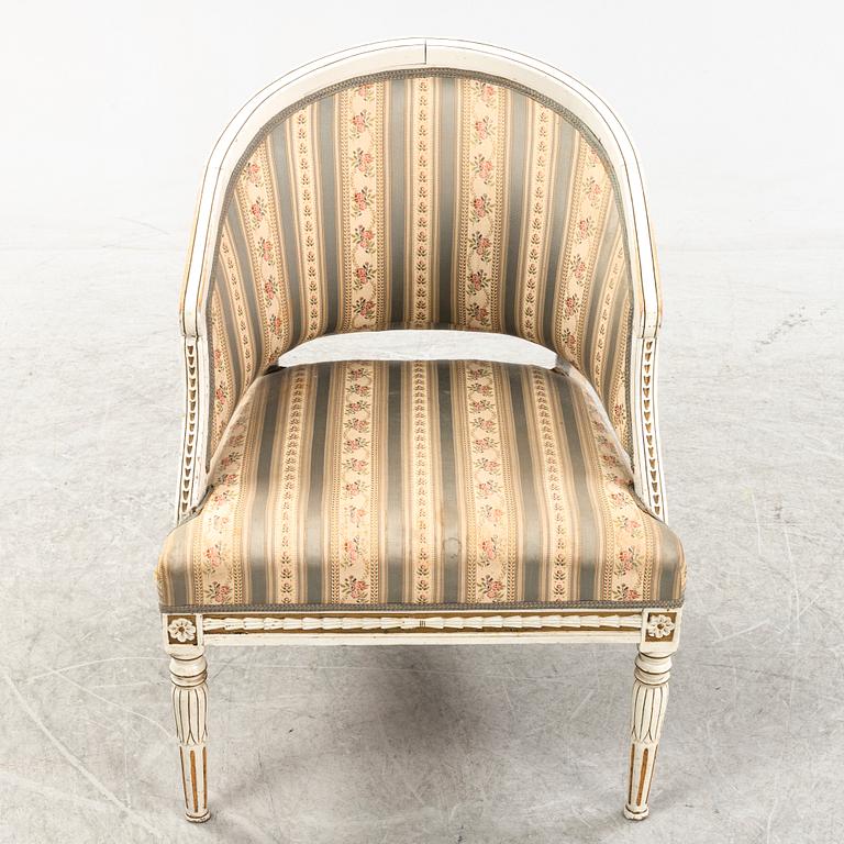A late Gustavian style armchair, 19th Century.