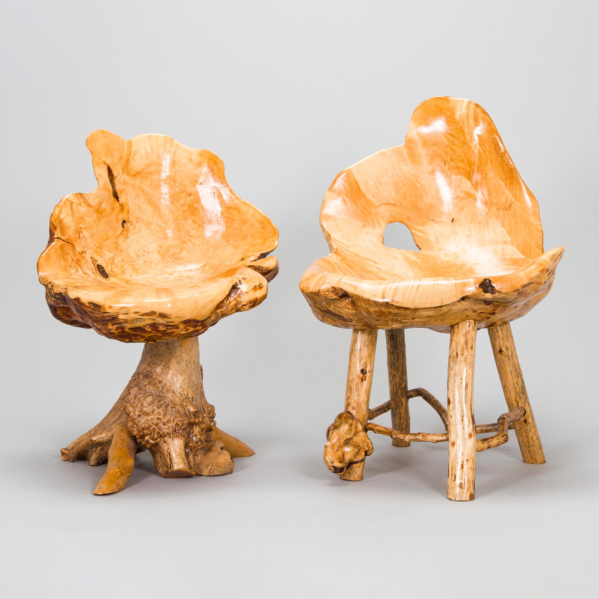 Mid-20th century burl stools.