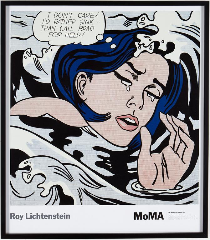 AFFISCHER/TRYCK, 2 st, efter Roy Lichtenstein. Varav ett utgivet av MoMA, Museum of Modern Art, New York.