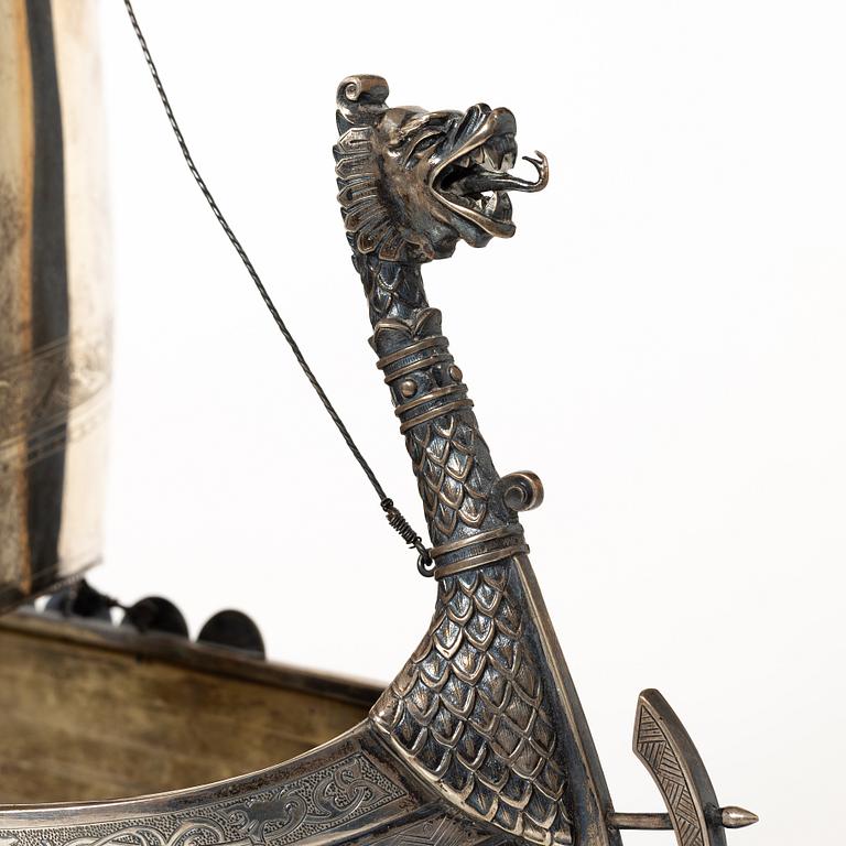 Karl Anderson, a silver viking ship figurine, Stockholm 1905.