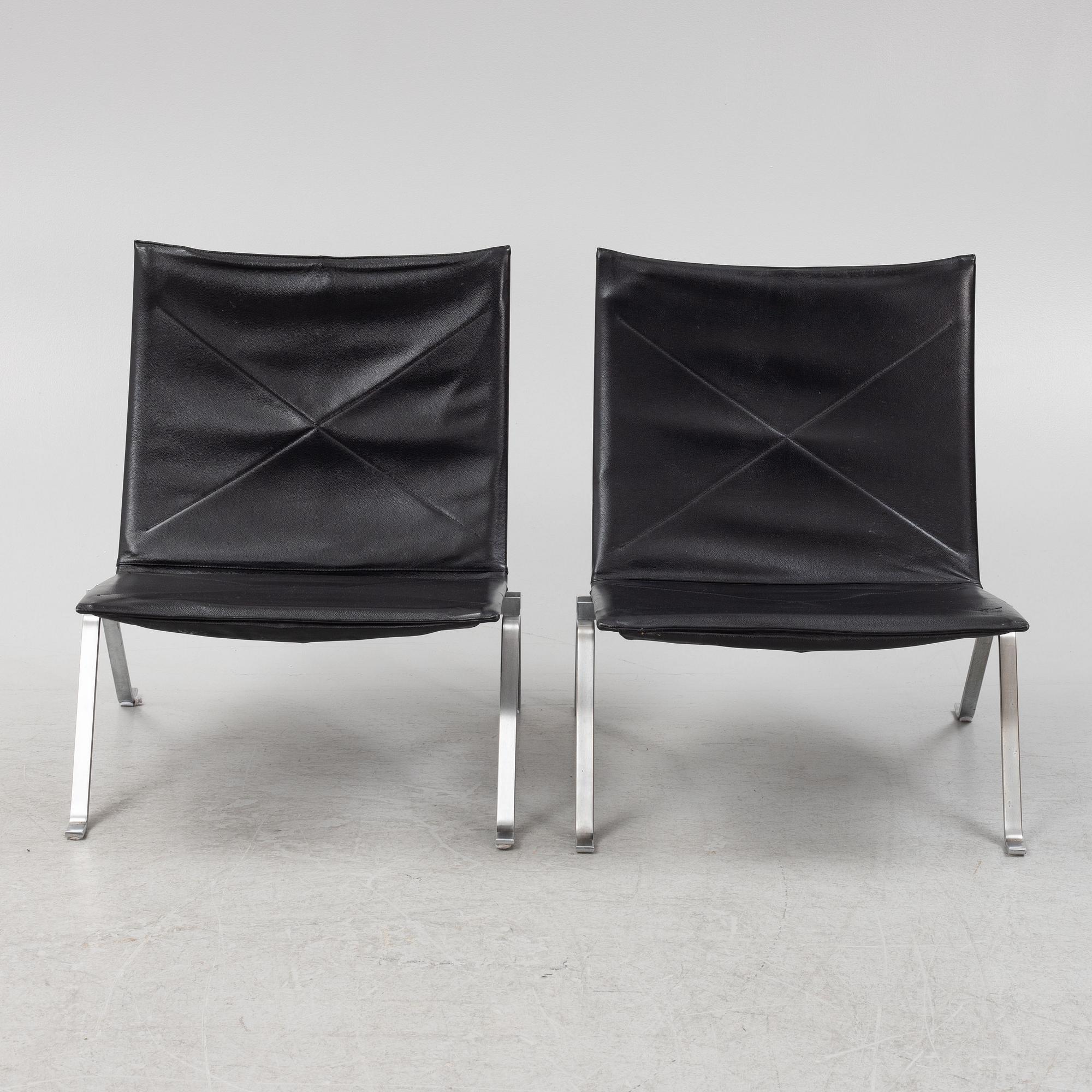 Poul Kjaerholm, fåtöljer, ett par, "PK22", Fritz Hansen, Danmark, 1987.