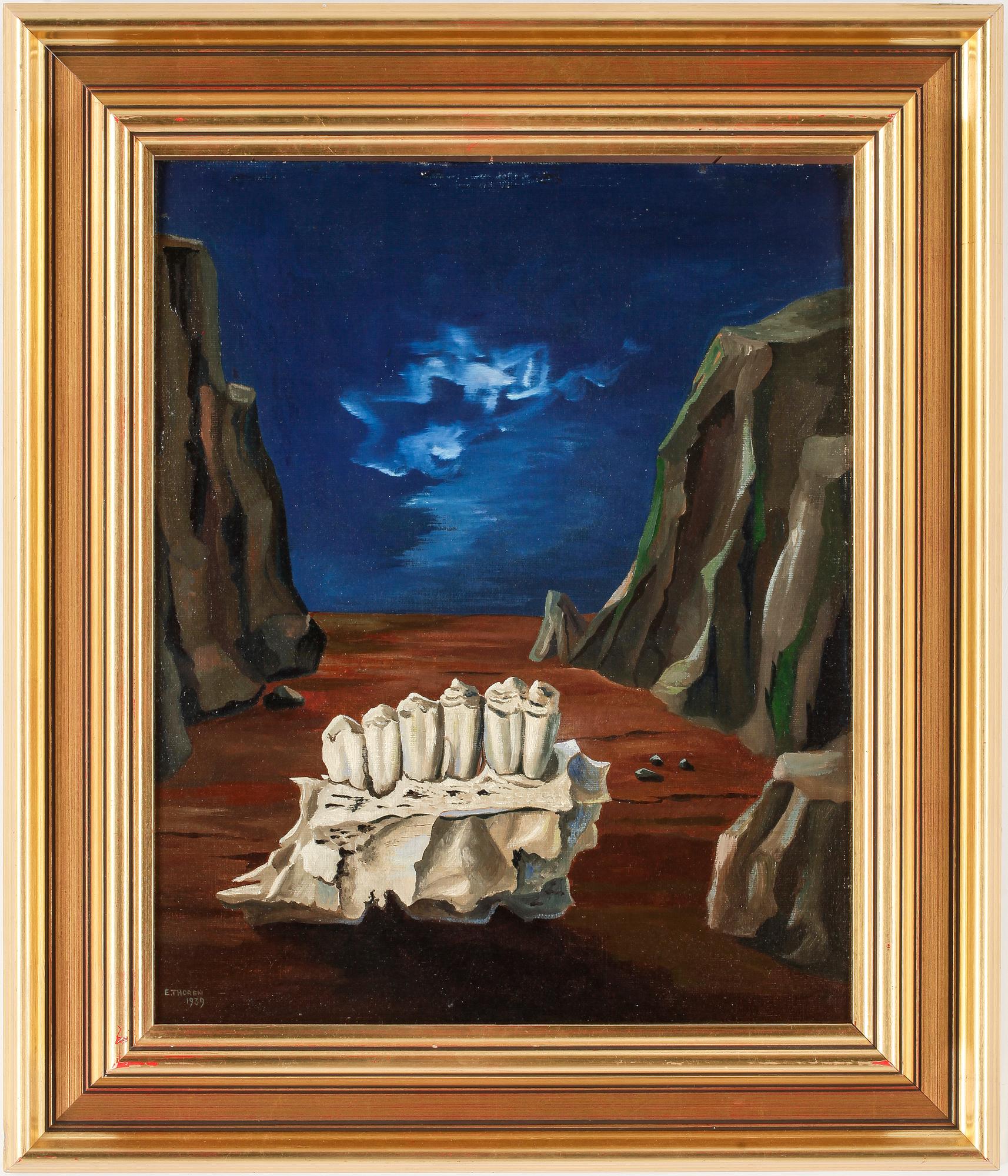 ESAIAS THORÉN, olja på duk uppklistrad på pannå. Sign och dat.