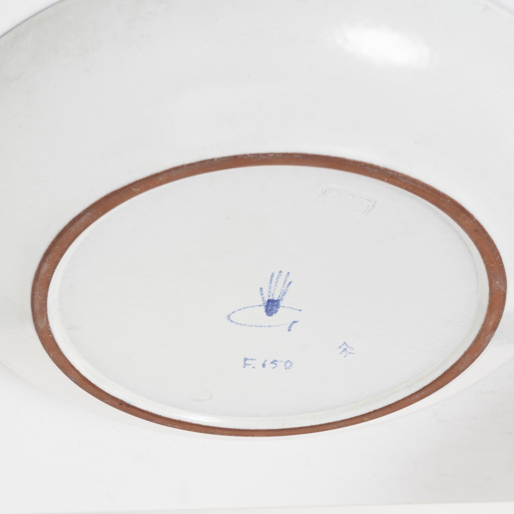 Stig Lindberg, a vase and a plate, Gustavsberg.