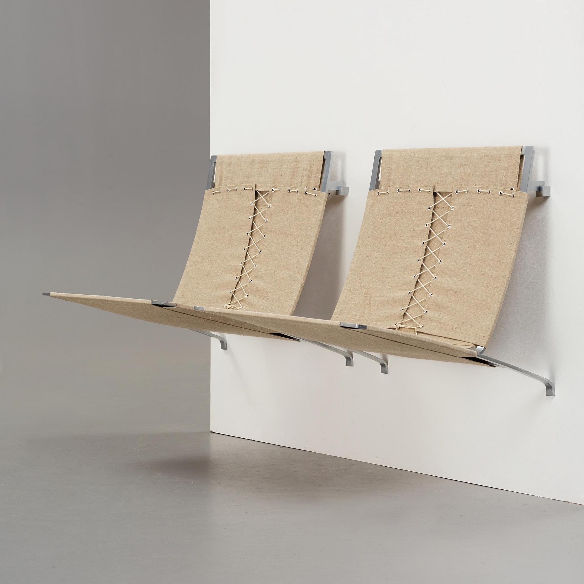 A set of two sections of Poul Kjaerholm 'PK-26', edition Fritz Hansen, Denmark 1991.