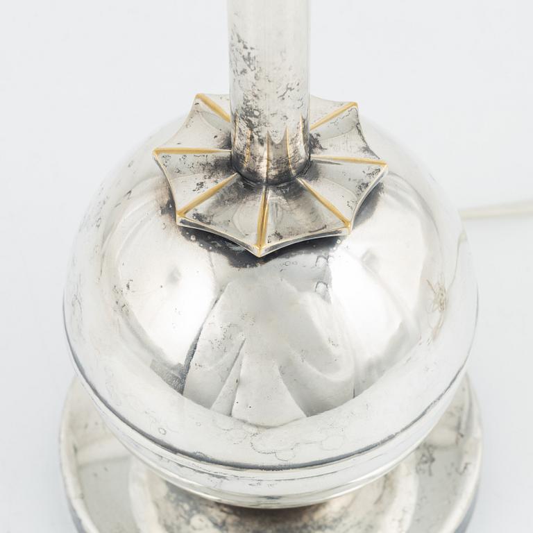 Bordslampa, nysilver, 1930-tal.
