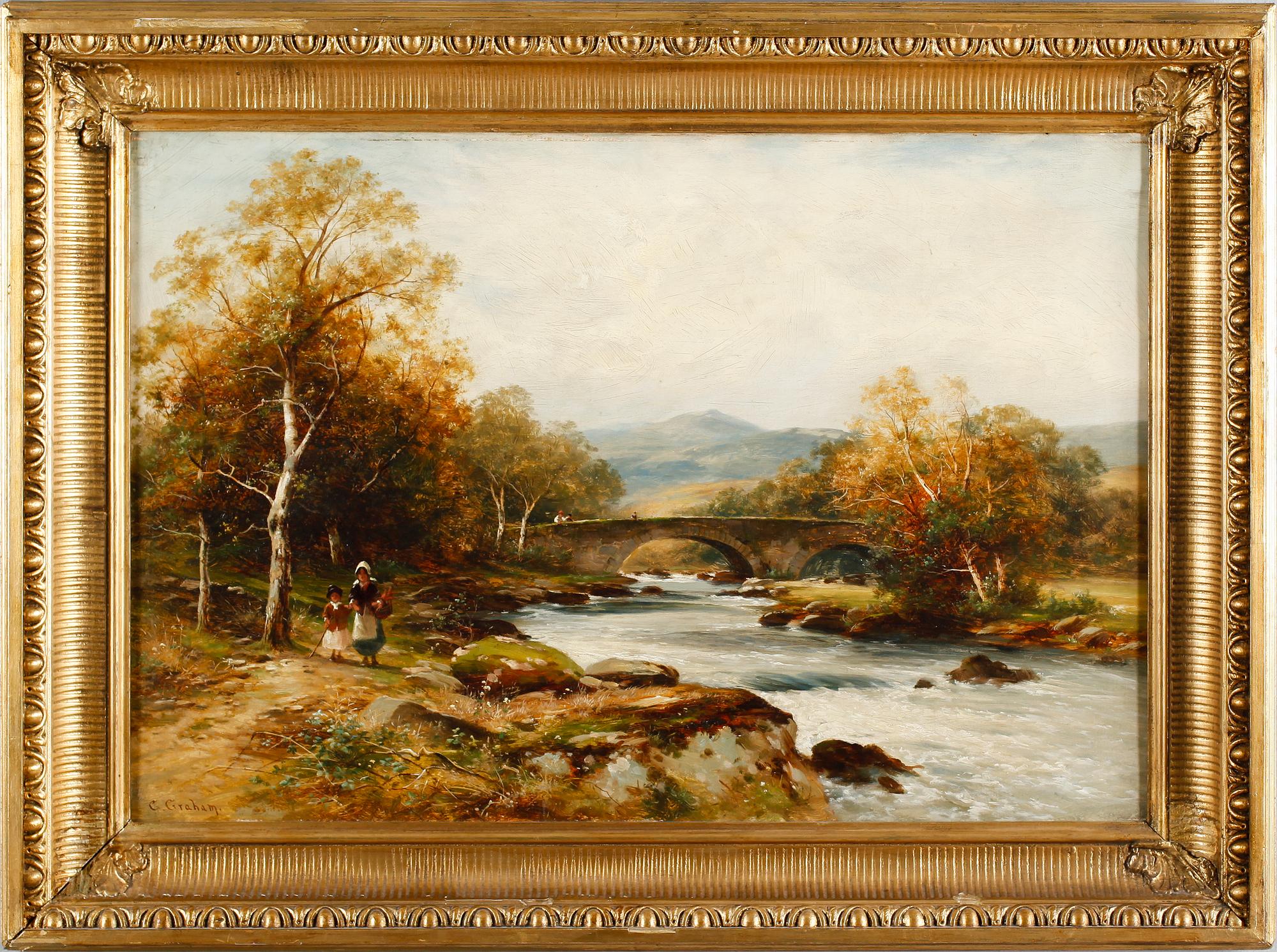 OKÄND KONSTNÄR, olja på duk, signerad C Graham, England, 1800-talets andra hälft.