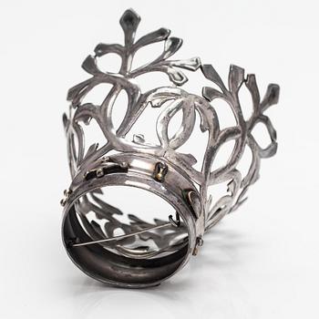 Germund Paaer, A silver plated brass wedding crown "Jäkäläkruunu". Kalevala koru, Helsinki 1940's-1950's.