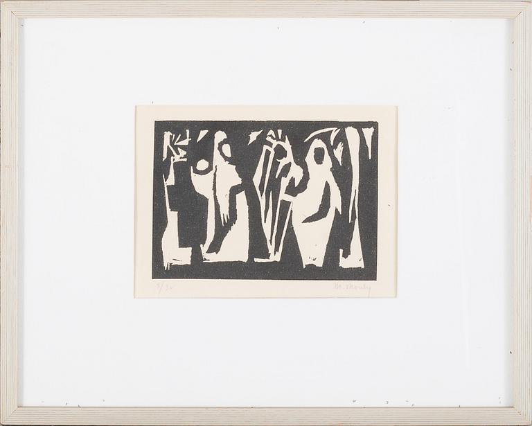 MARCEL MOULY, 2 linolium cuts, 1 etching, numbered and signed.