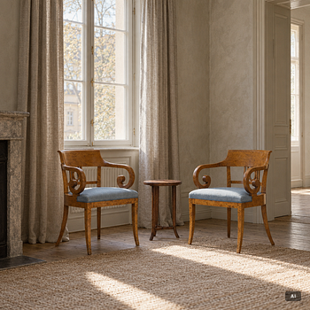 Pair of armchairs, Late Empire, mid-19th century.