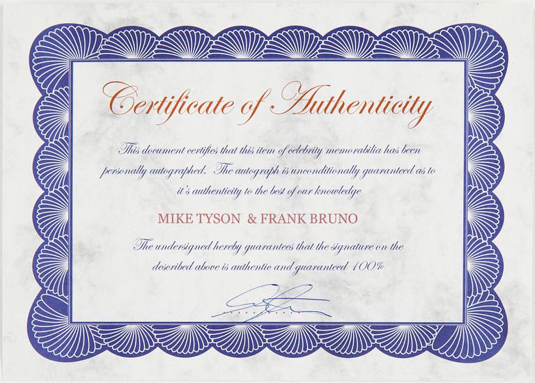 MIKE TYSON & FRANK BRUNO, egenhändiga signaturer.