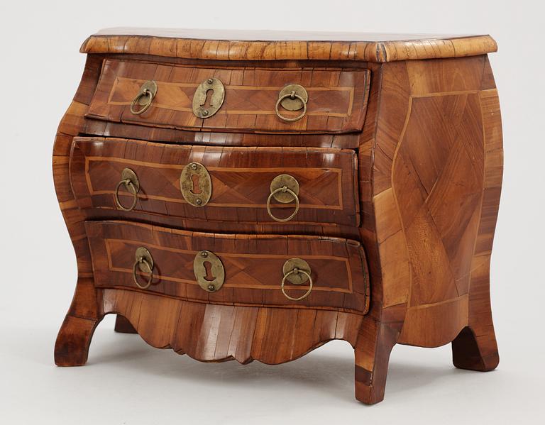 A Swedish Rococo 18th century miniature commode signed by G. Foltiern.