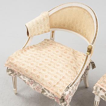 A pair of Gustavian style chairs, late 19th Century.