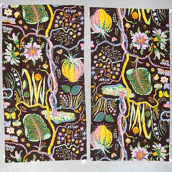JOSEF FRANK, GARDINER, 1 par, "Hawaii", ca 234 x 121,5 cm vardera, Firma Svenskt Tenn.