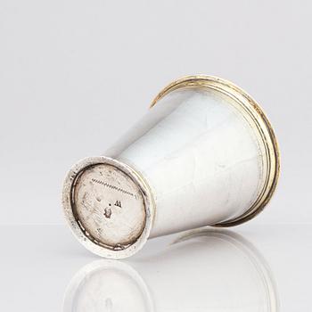 A Swedish early 18th Century parcel-gilt silver beaker, marks of Erik Bengtsson Starin, Stockholm 1709.