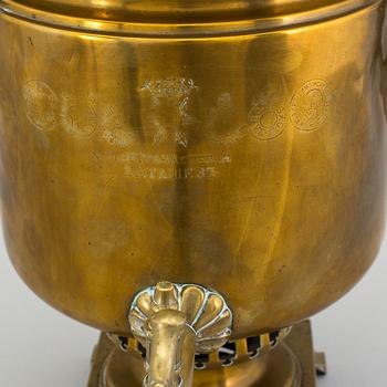 A Russian brass samovar from The Batashev Brothers, around year 1900.