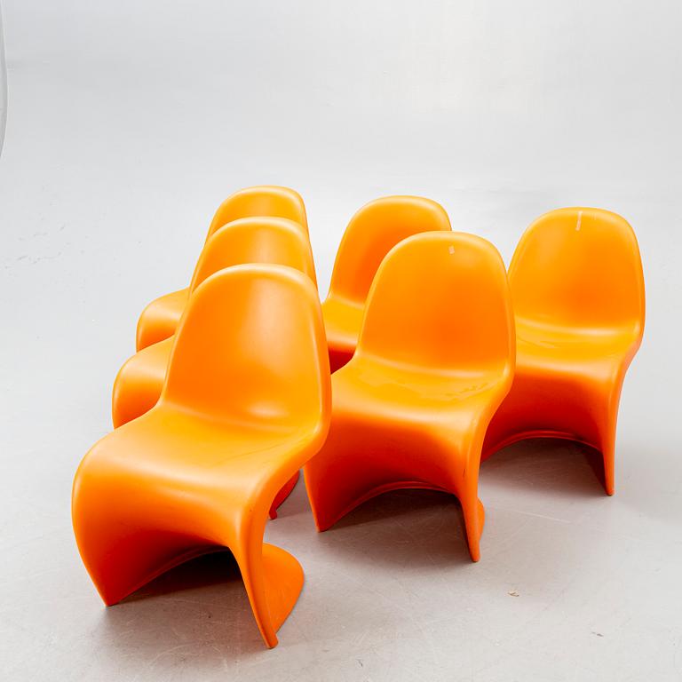 Verner Panton, a set of six plastic Panton chairs for Vitra 21st century.