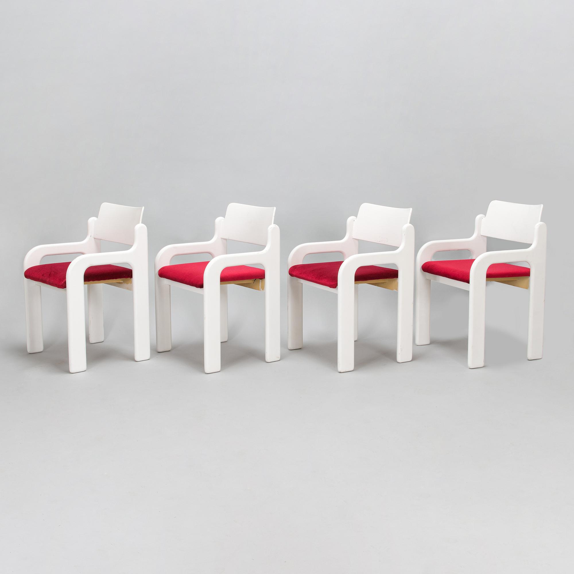 Eero Aarnio, stolar, 4 st, "Flamingo", Asko, 1970-tal.