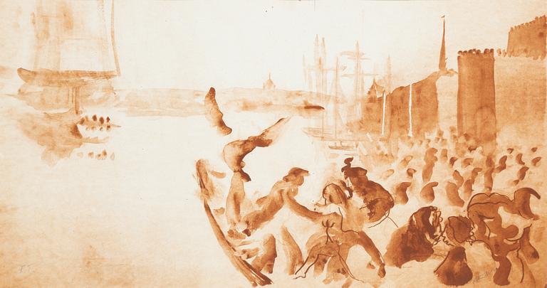 Peter Dahl, lithograph in colours, signed PT.