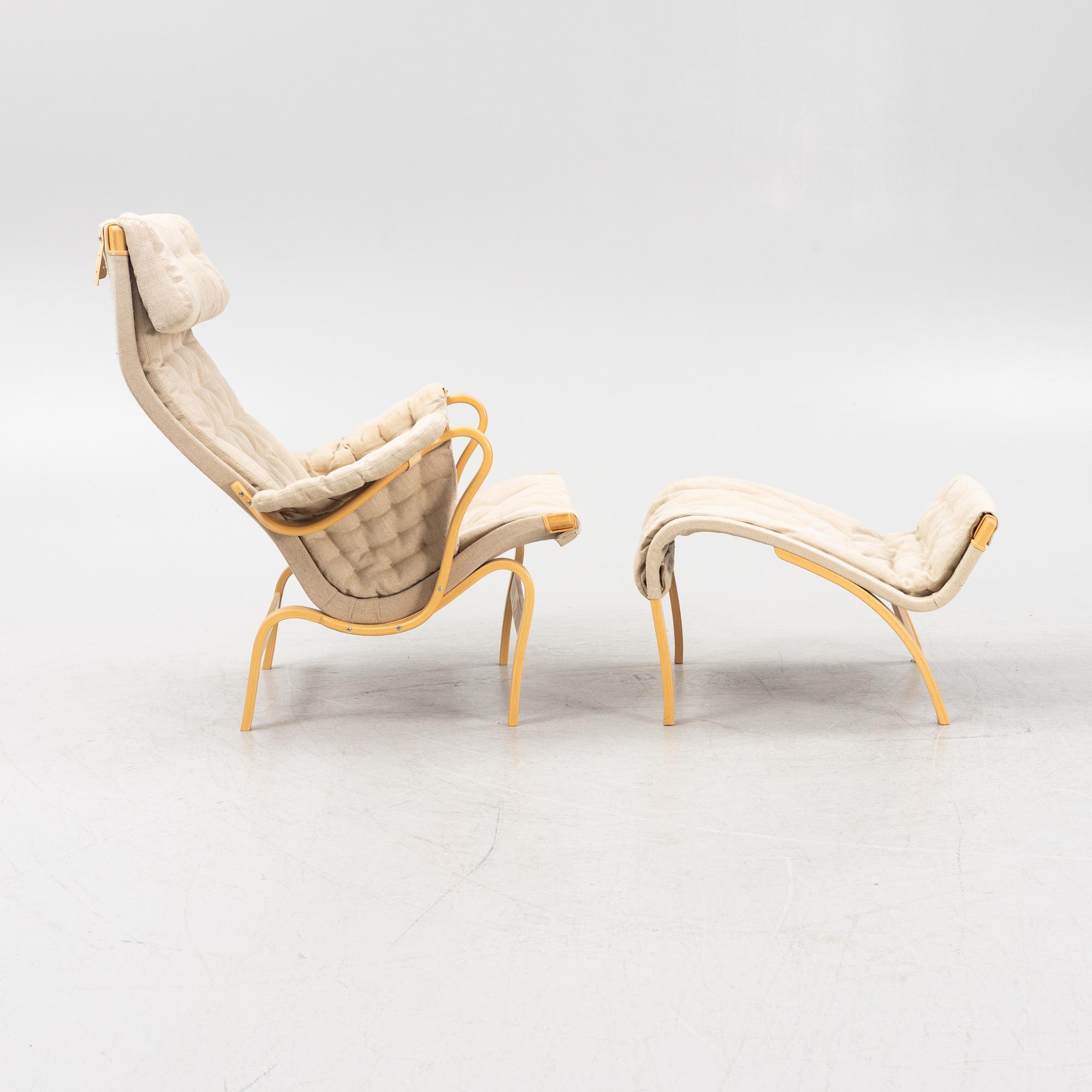 Bruno Mathsson, armchair with footstool, "Pernilla", DUX.