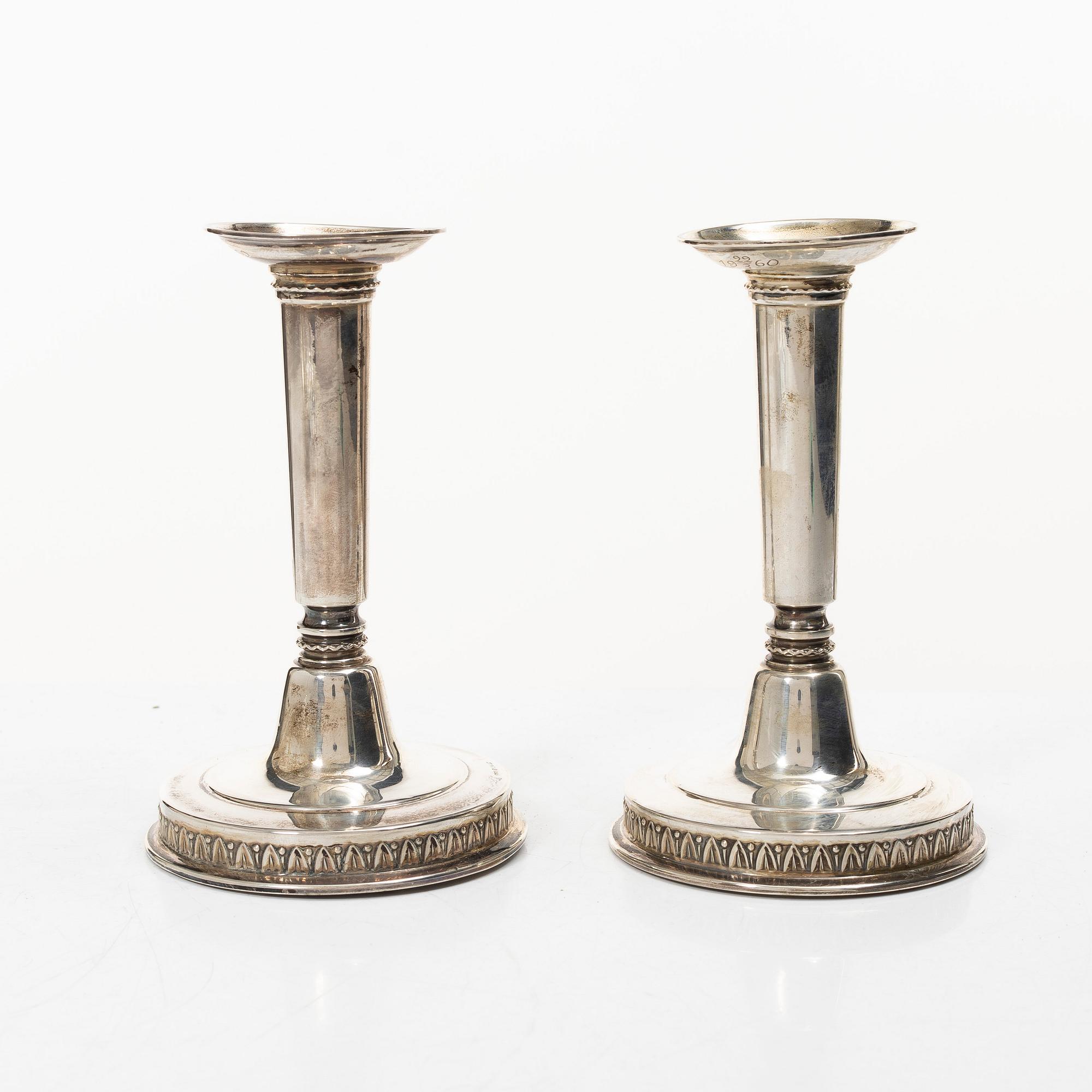 Markströms Guldsmeds Ab, Candelsticks, a pair, silver, Uppsala 1958.