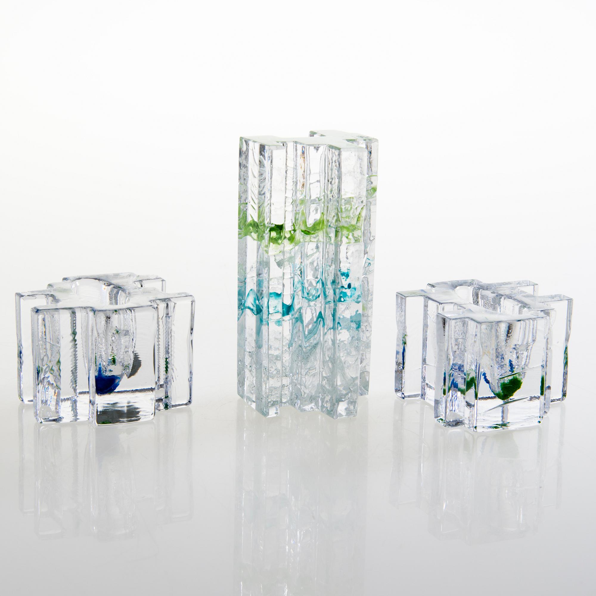 HELENA TYNELL, Three 'Forest' sculptures, one signed Helena Tynell Riihimäen Lasi Oy.