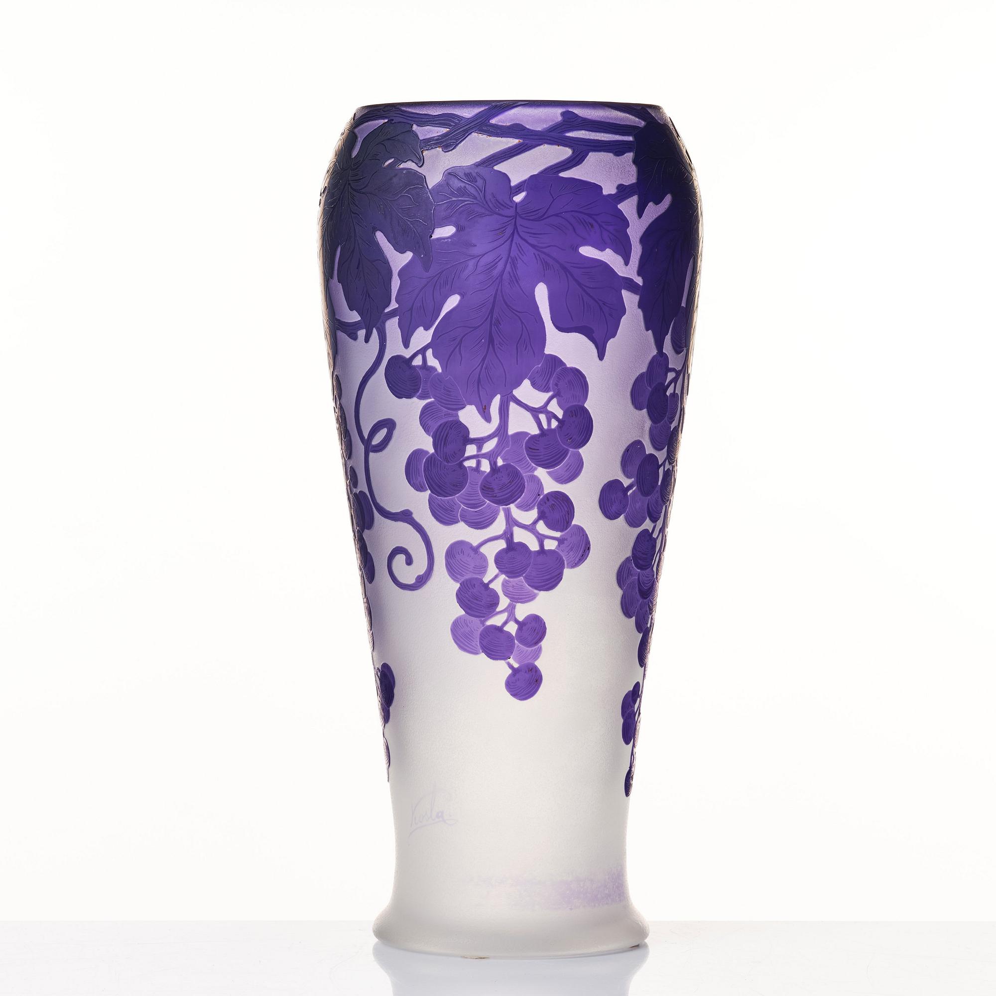 Karl Lindeberg, an Art Nouveau cameo glass vase, Kosta Sweden.