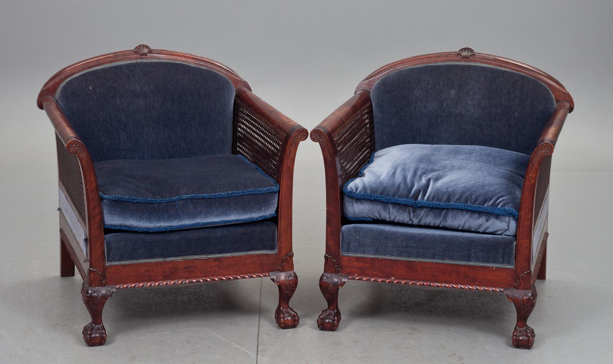 SOFFGRUPP, 4 delar, Chippendalestil, 1900-talets andra hälft.