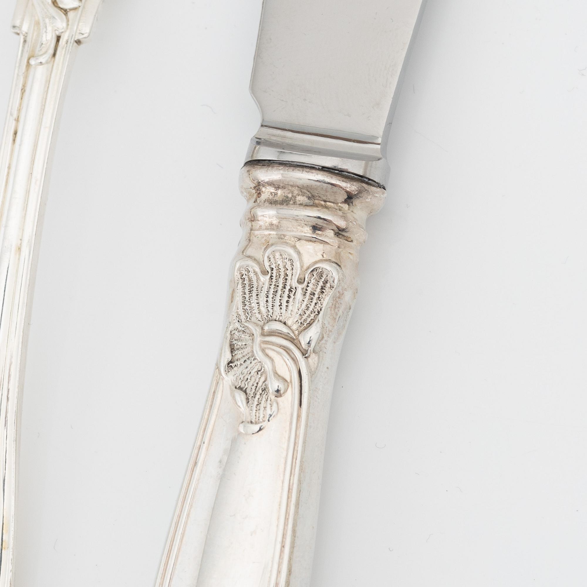 A silver cutlery, model 'Sachsisk', mark of Cohr, Denmark, and Mema, Sweden (40 pieces).