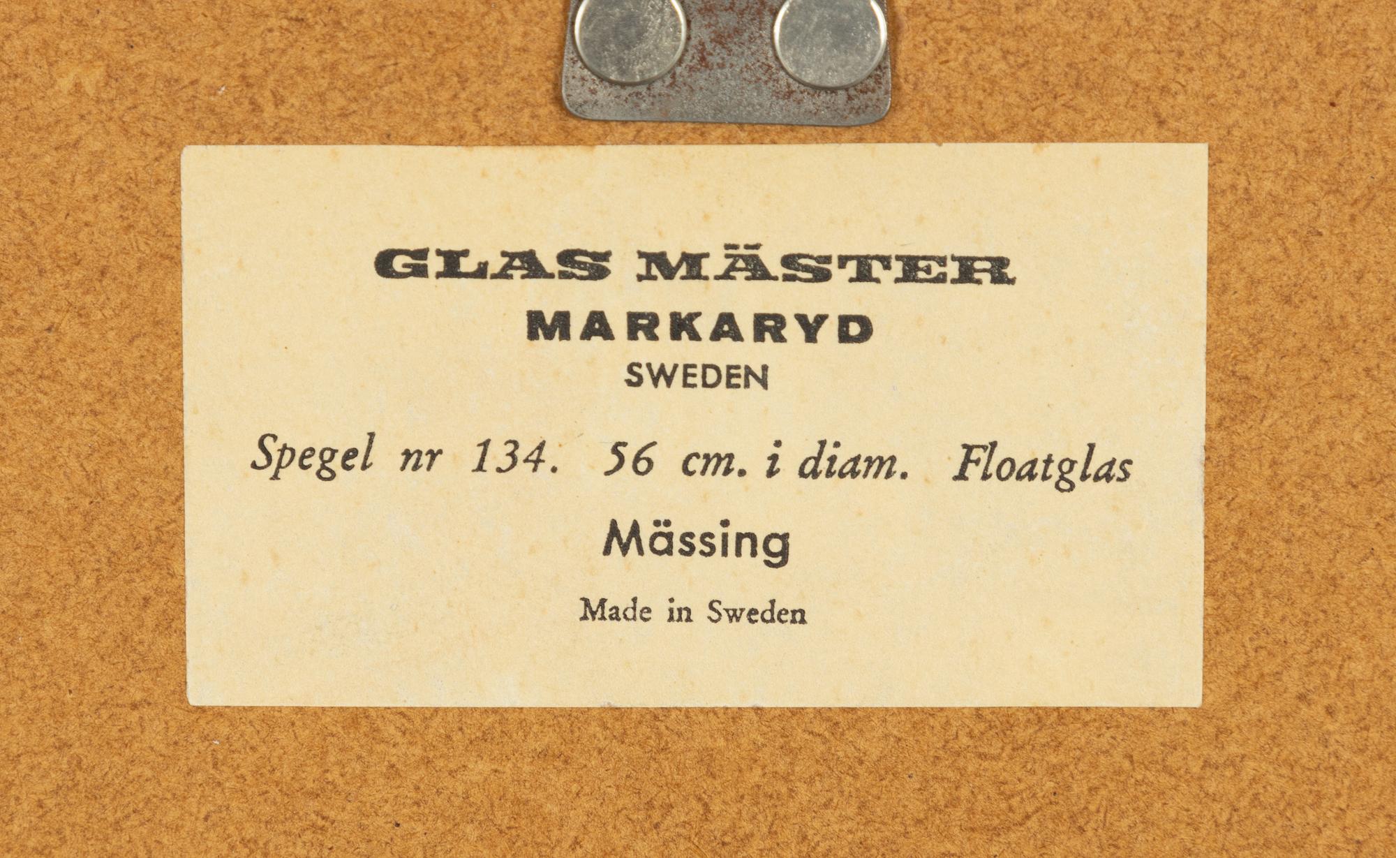 A mirror, model 134, Glasmäster, Markaryd, second half of the 20th century.
