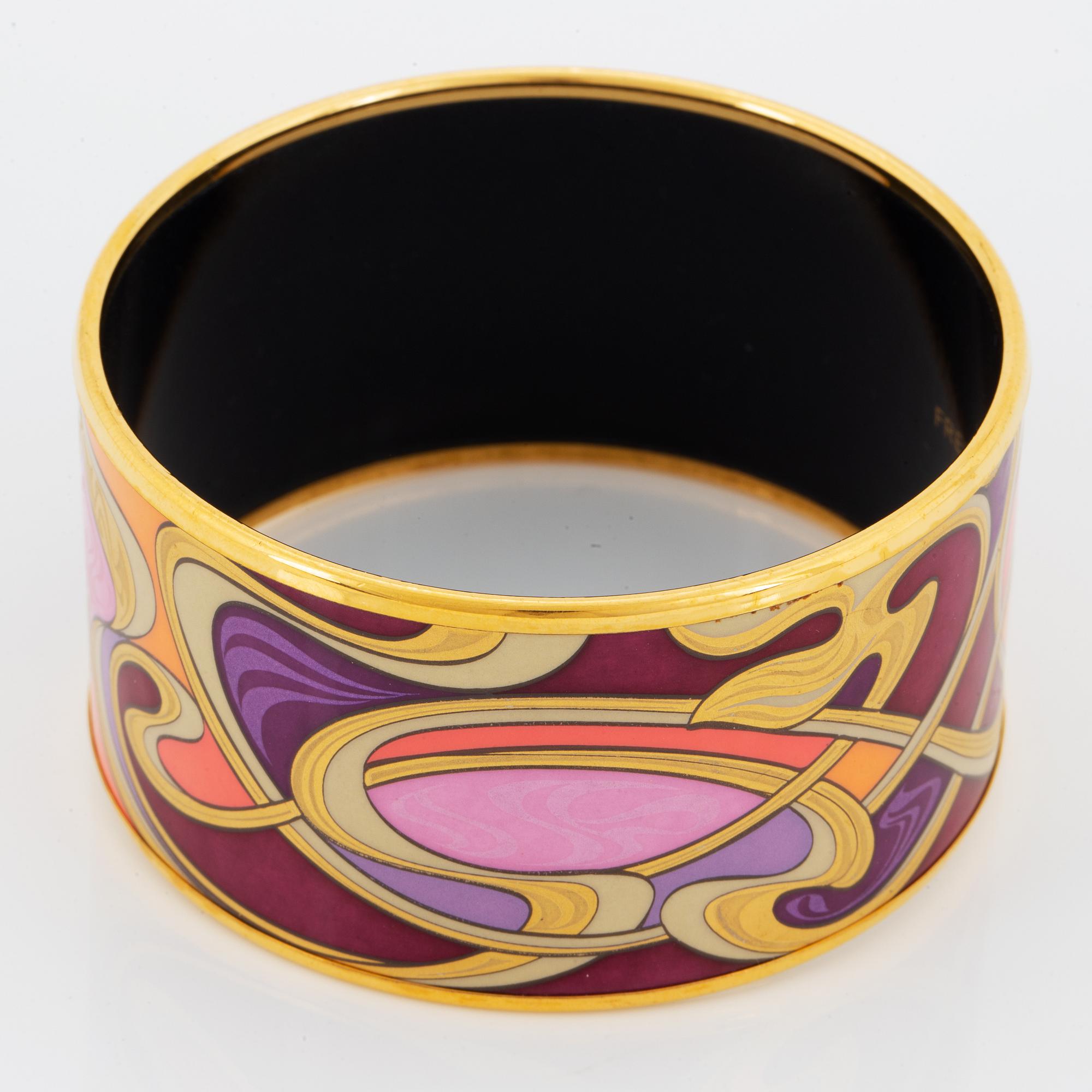 Frey Wille, an enamel and gilt metal bangle, 'Hommage à Alphonse Mucha'.