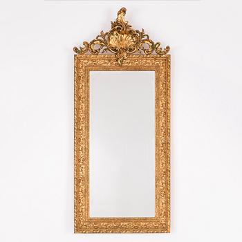 A mirror and a console table, around the year 1900.