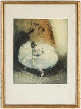 A litograhp in colors, Auguste Brouet, signed.