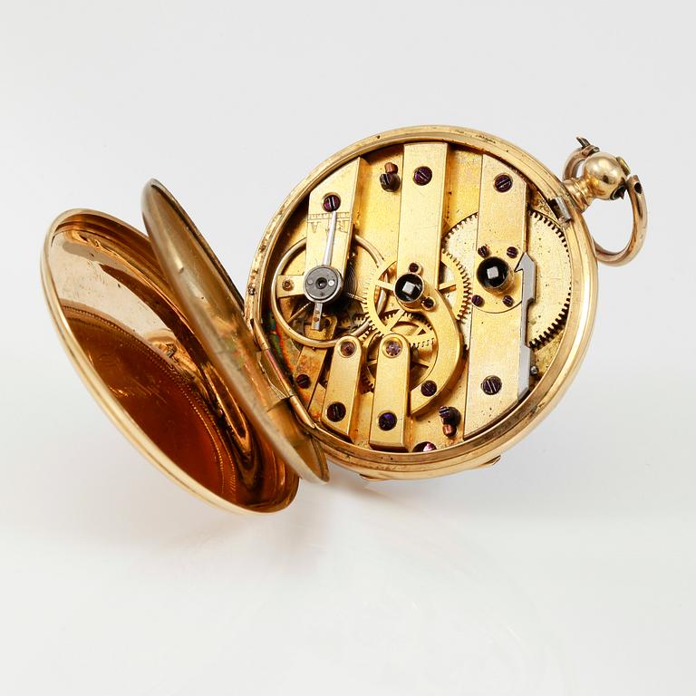 FICKUR, 18K guld, omkring år 1900.