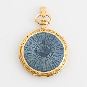 Tavannes Watch Co, Trusty, 18K gold/enamel, pocket watch, 47 mm.