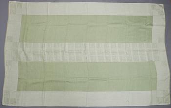 BORDDUK, linnedamast, design Dora Jung, Tampella Oy, 1962-1974. Fabrikens märke TL.