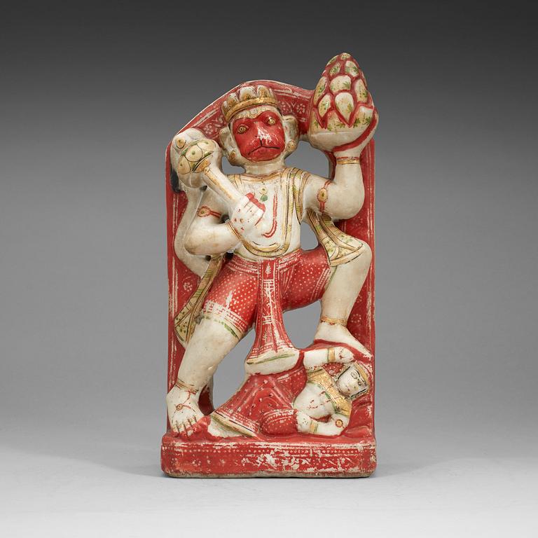 An alabaster sculpture of Hanuman, India, 19th Century.