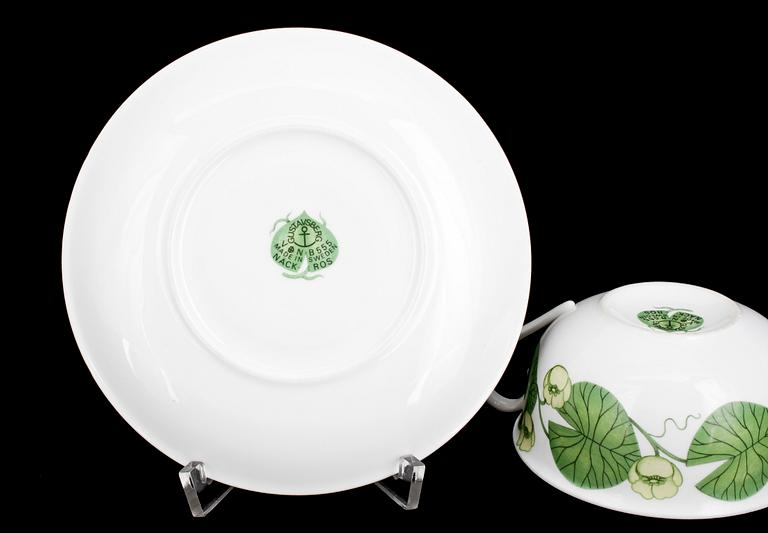 TÉKOPPAR, 6 st, porslin, "Näckros", Stig Lindberg Gustavsberg.