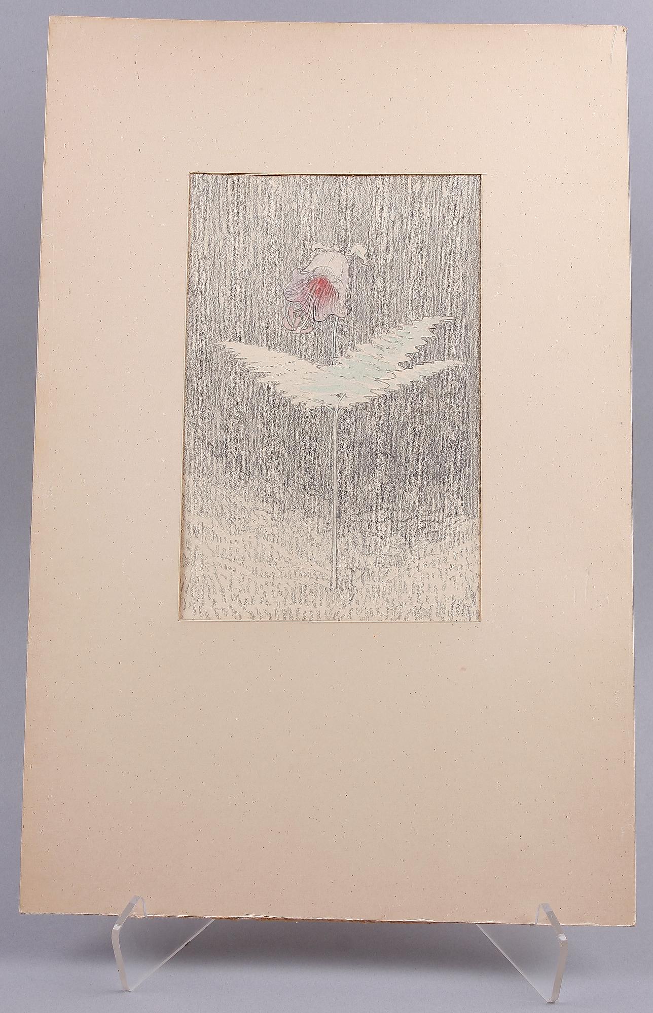 PARTI TECKNINGAR och GRAFIK 6 delar. Bla 2 teckningar av Gunnar Hallström. 1800/1900-tal.