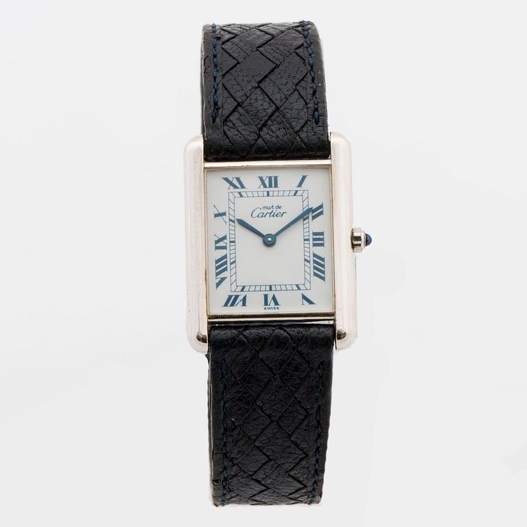 must de CARTIER, Tank Quartz, wristwatch, 23x23 mm,