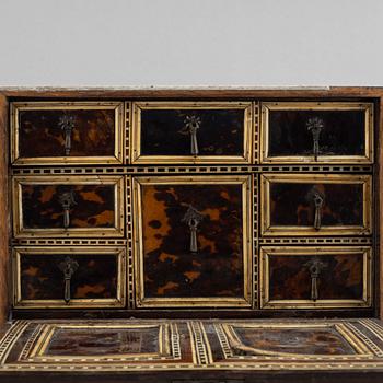 A Spanish colonial bone and tortoise inlayed writing-box, circa 1700.