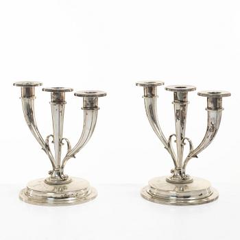 Candelabra, a pair, silver, A Frisch, Norway, first half of the 20th century.