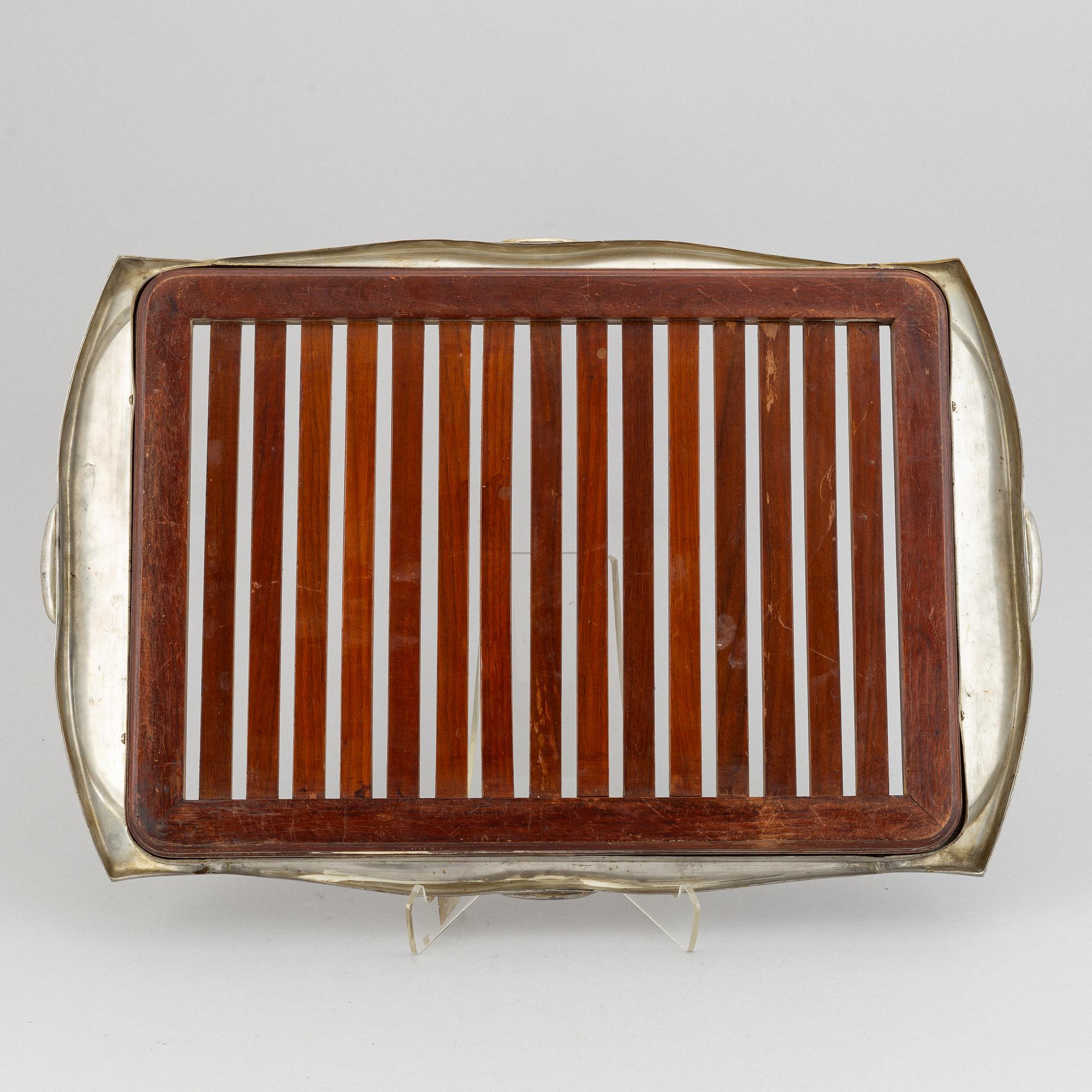 A silver plated Art Nouveau tray, early 20th Century.