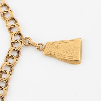 Armband, 18K guld, med berlocker.